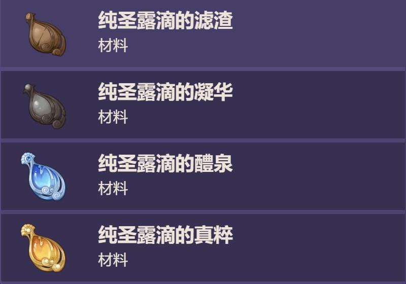 原神纯圣露滴系列材料讲解 纯圣露滴材料获取攻略